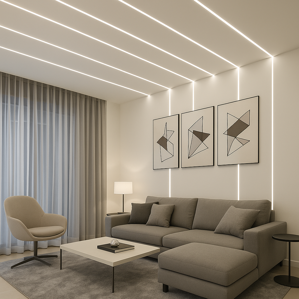 LED installation in modern living room