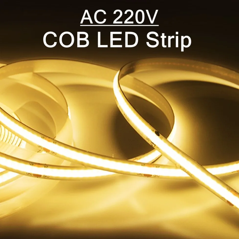 COB 220V LED strip continuous light without dots